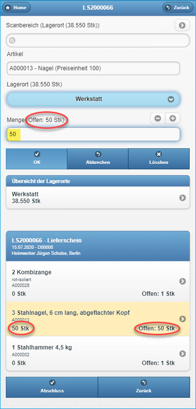 Kommissionierprozess mit Lieferschein 5