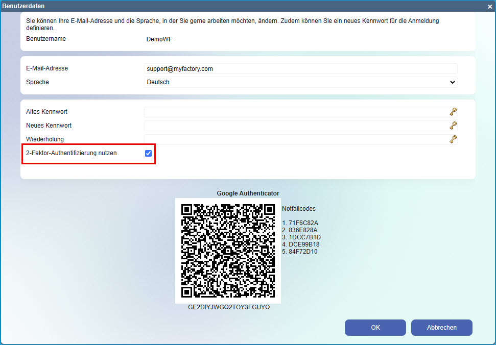 Sicherheit: So nutzen Sie die Zwei-Faktor-Authentifizierung in der myfactory 2