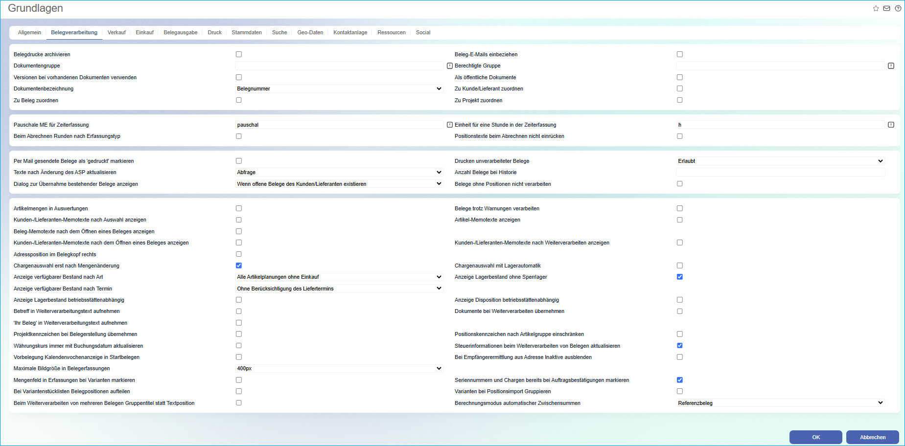 Register Belegverarbeitung 0