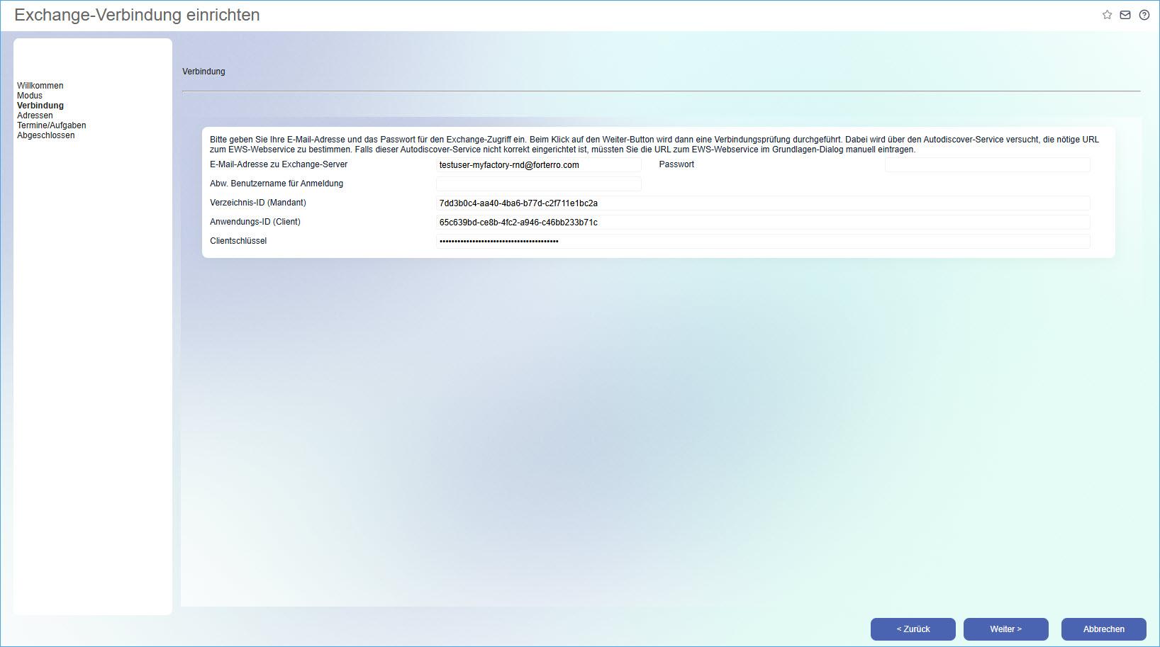 Assistent Exchange-Verbindungen 1