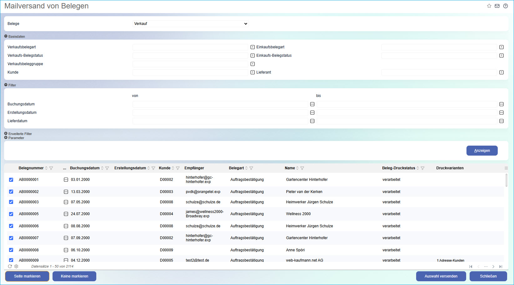 Mailversand von Belegen 0