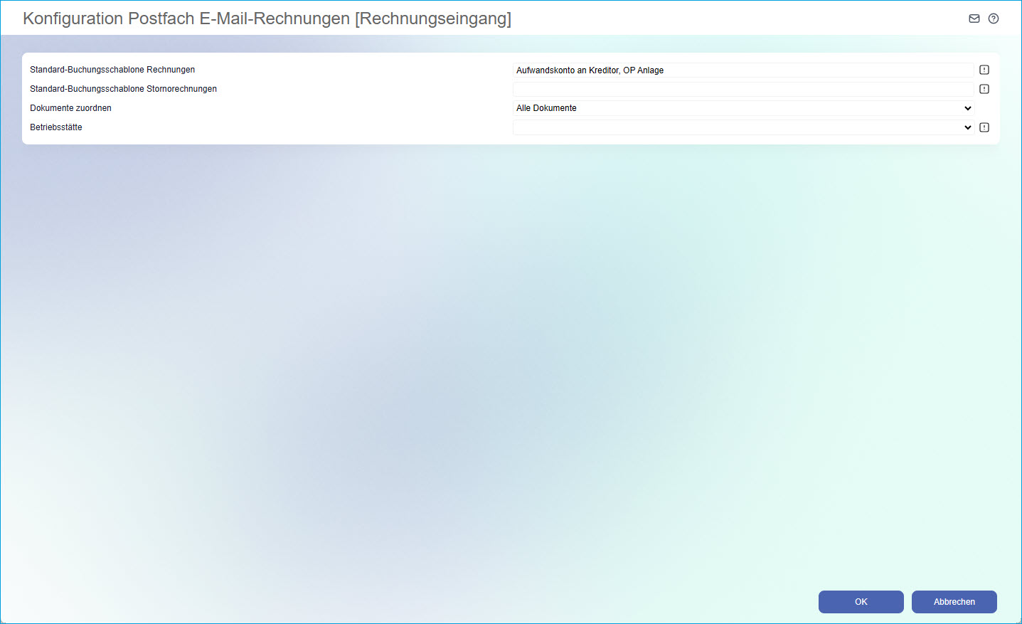 Konfiguration Postfach E-Mail-Rechnungen 0