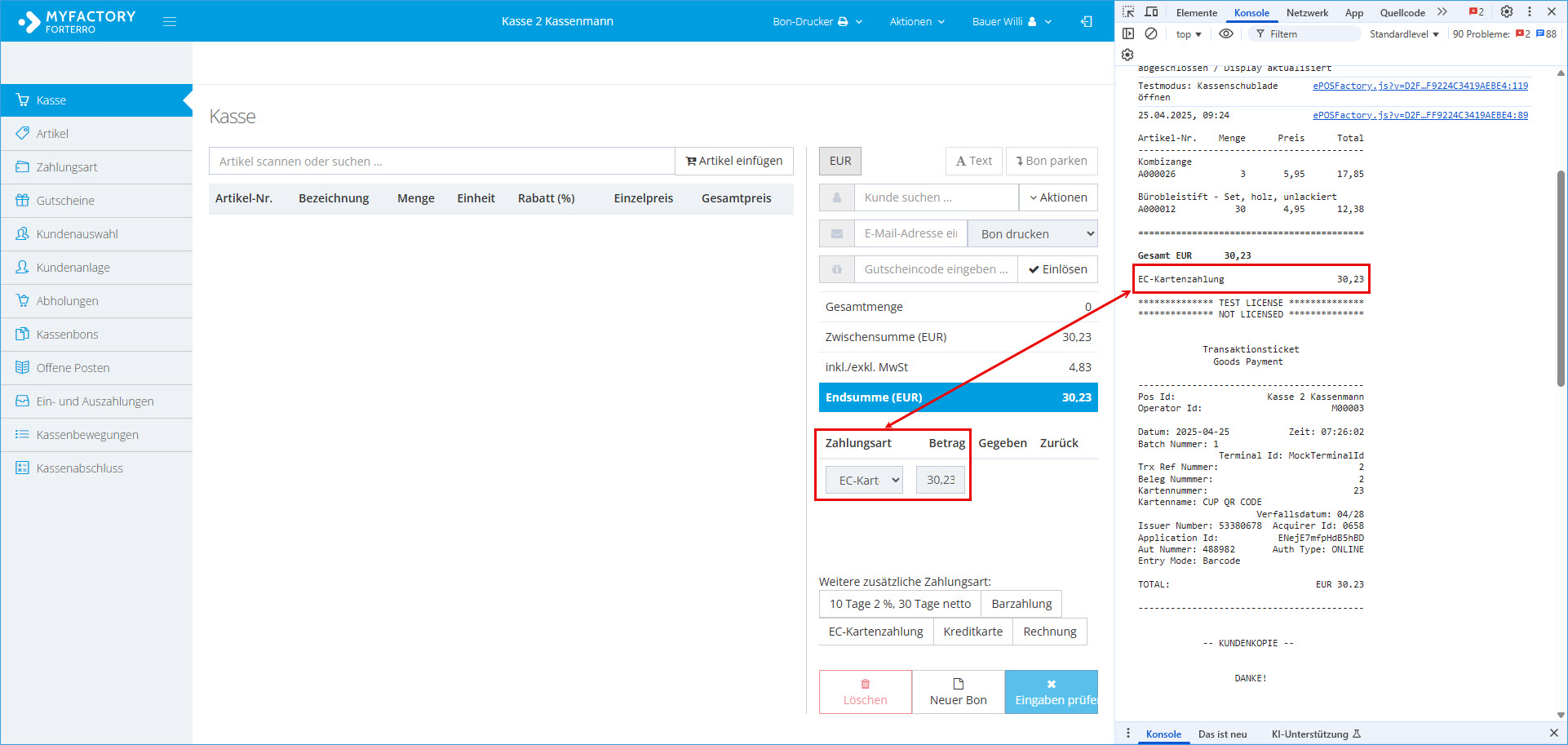 Myfactory.POS: Die Kasse konfigurieren 40