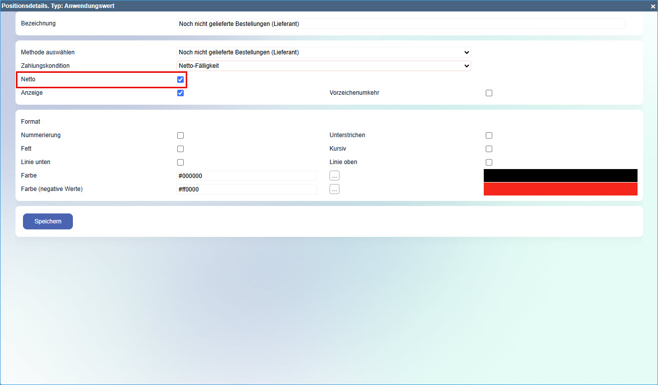 Positionsdetails: Typen 2