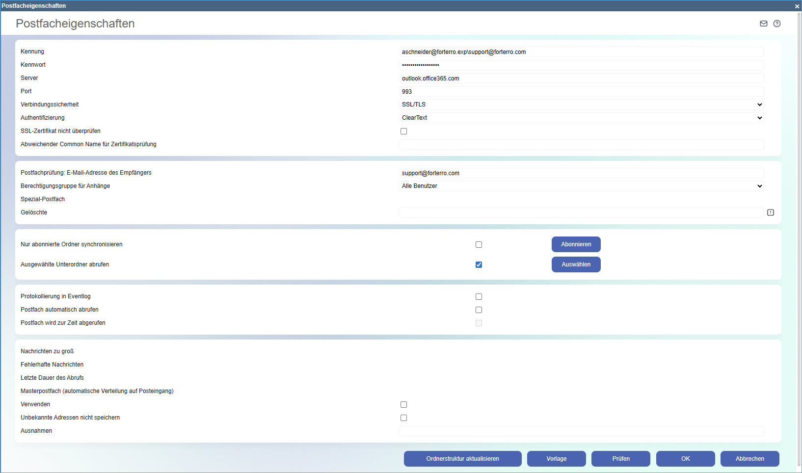 IMAP-Konfiguration Shared-Mailbox-Zugang 0